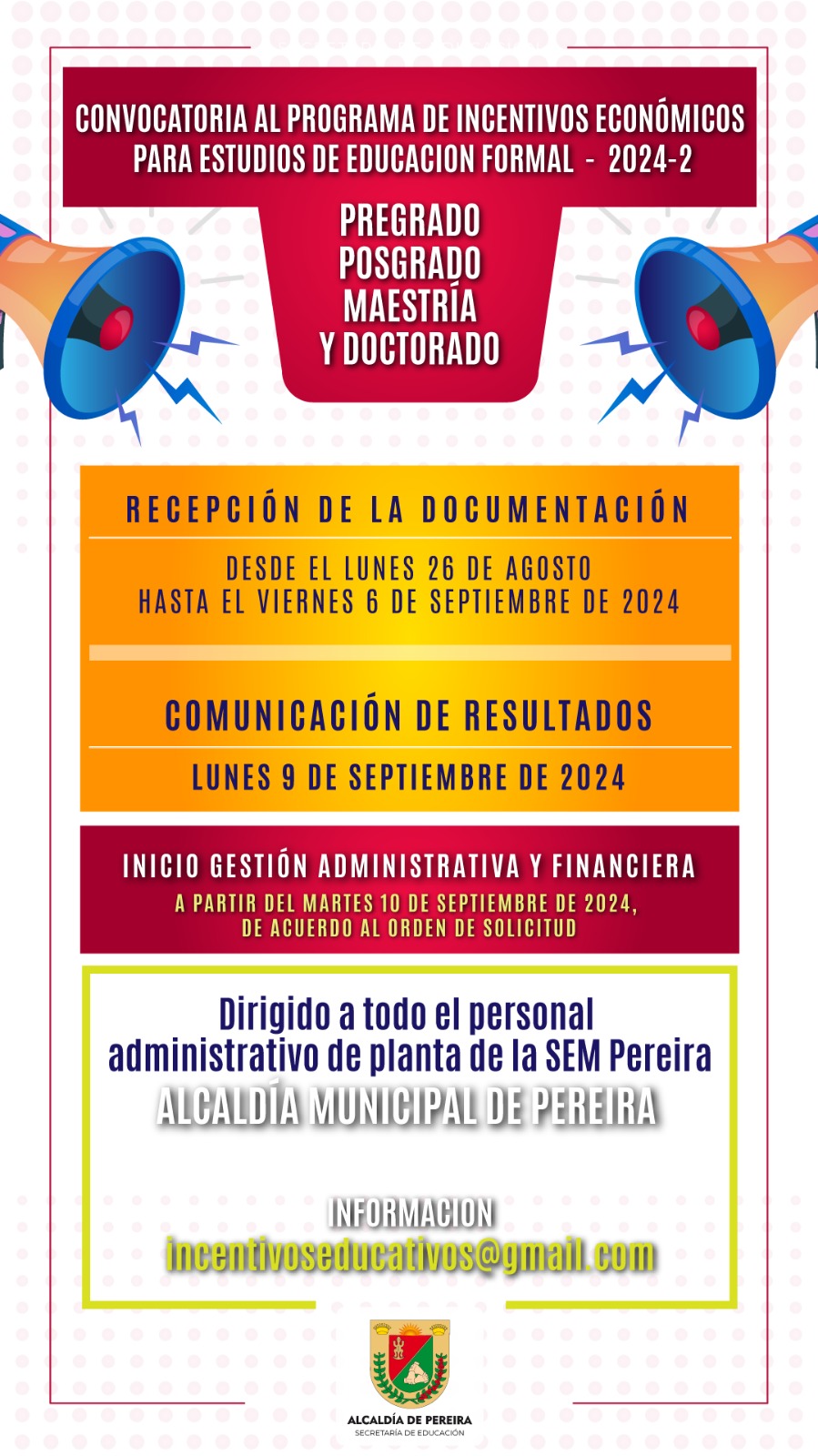 Convocatoria incentivos educativos 2024 - 2